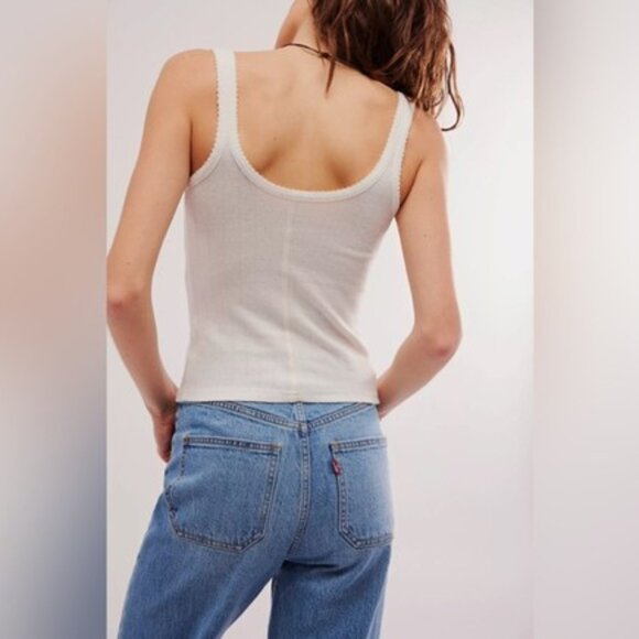 NWOT Free People Intimately End Game Pointelle Tank in Sugar Swizzle - Size XS - Picture 2 of 9